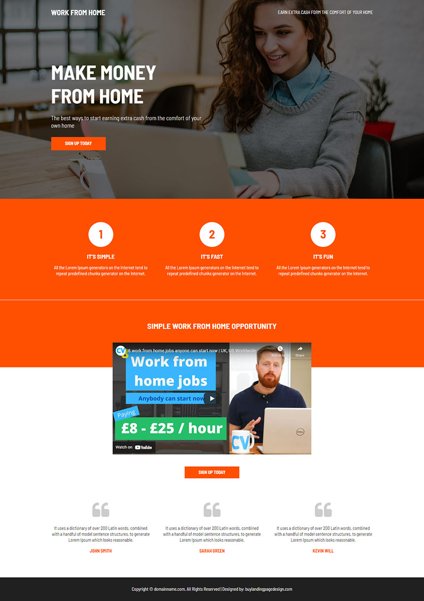 work from home mini responsive landing page