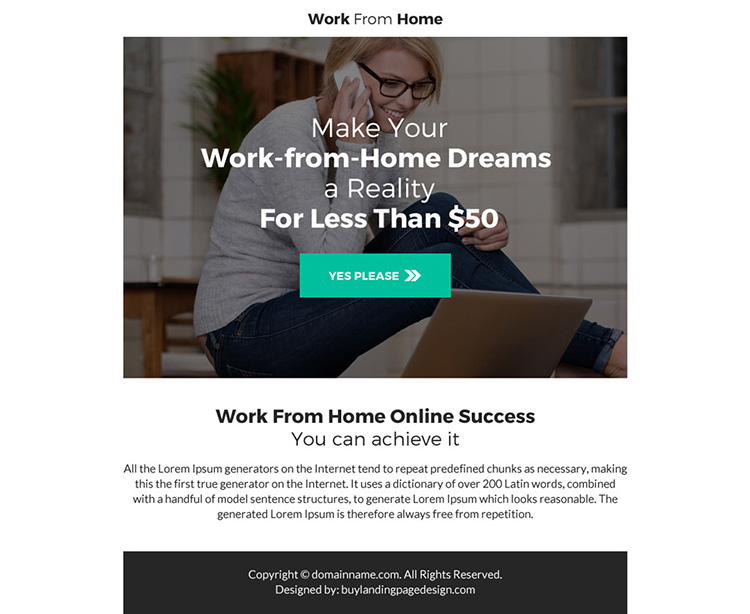 professional work from home ppv landing page