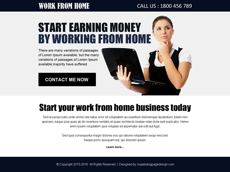 work from home opportunity ppv landing page design template