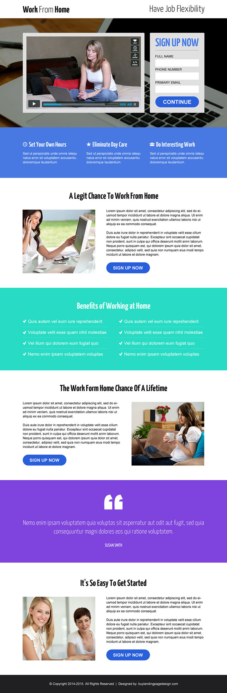 work from home opportunity lead capture video landing page design template