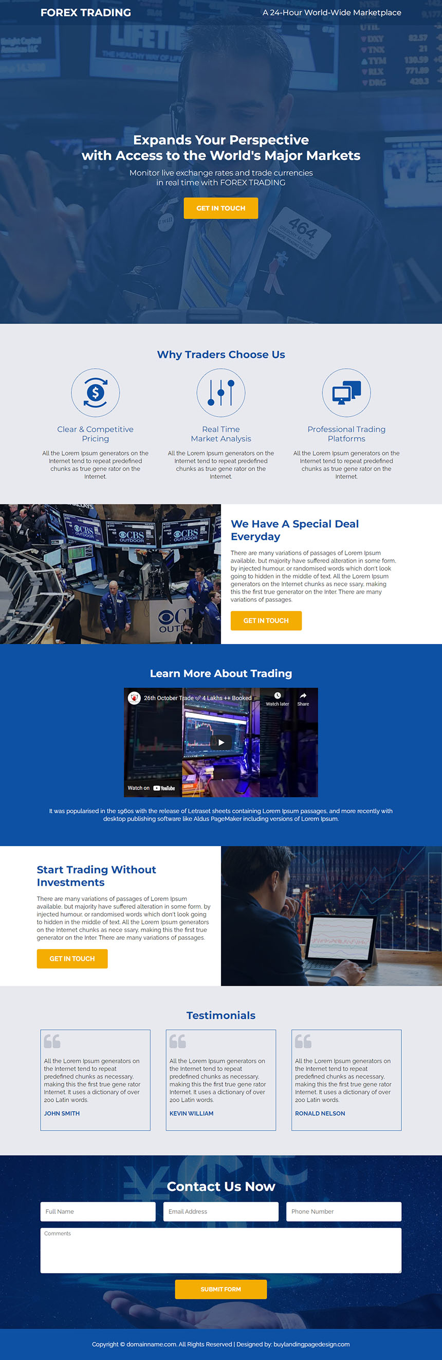 forex traders responsive landing page design