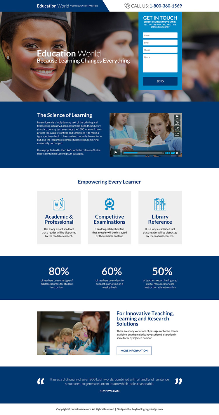 professional and responsive education consultants landing page design