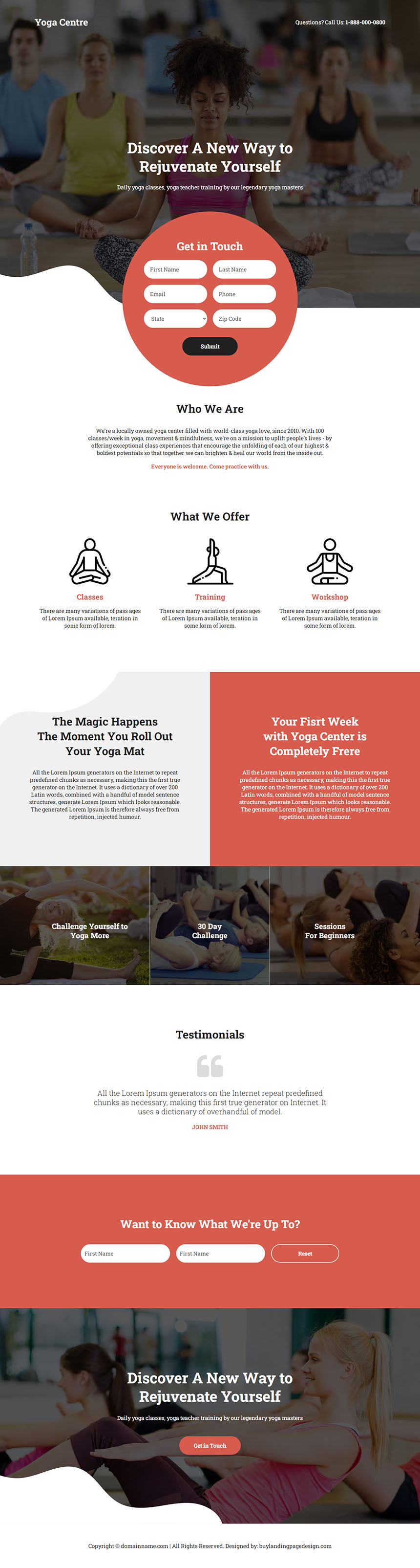 yoga training centre lead capture responsive landing page