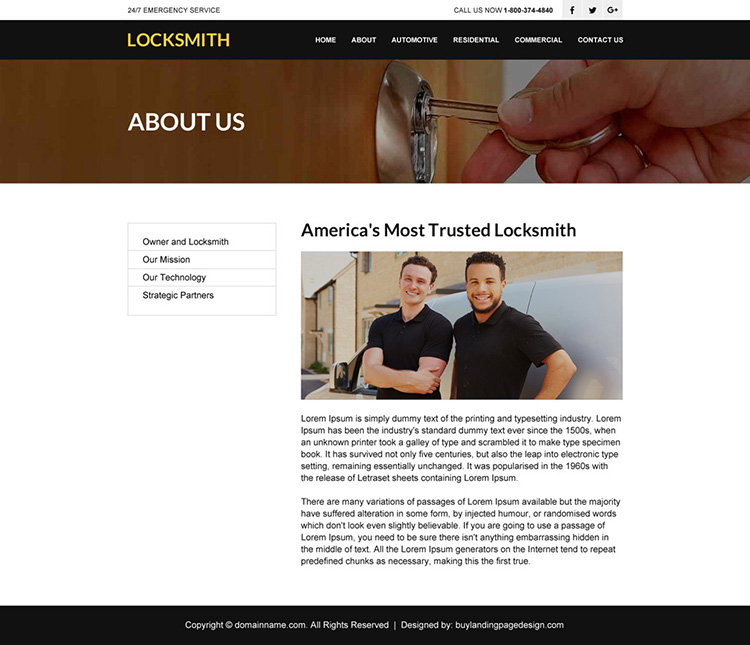 24 hour locksmith services responsive website design
