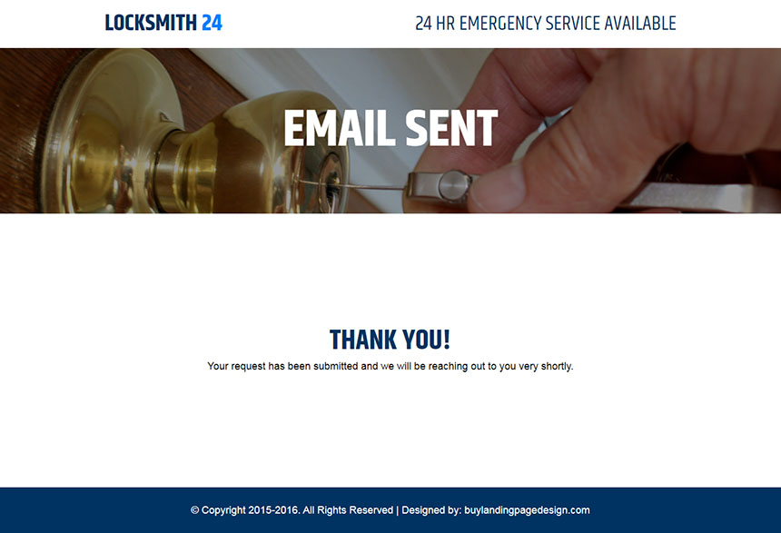 24 hours locksmith service converting responsive landing page design