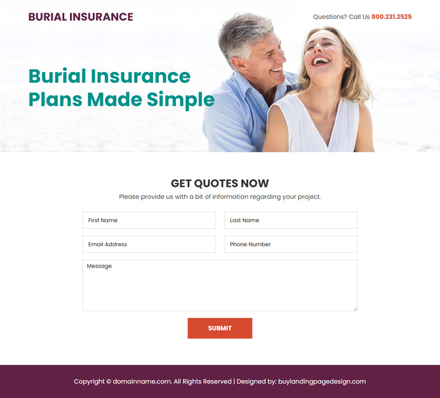 affordable burial insurance plans responsive landing page design