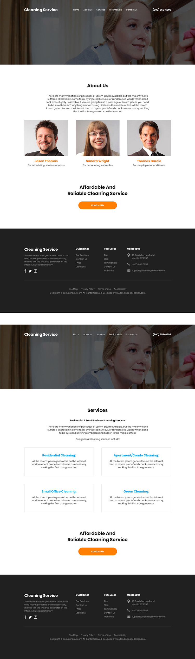 residential and commercial cleaning service company website design