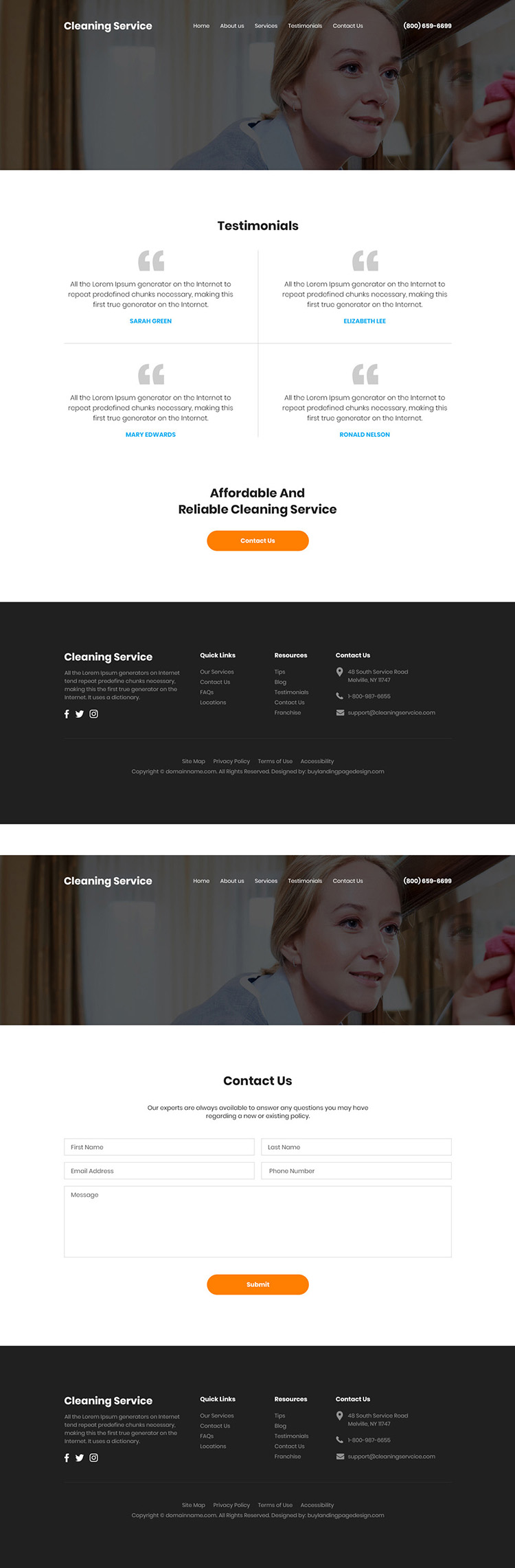 residential and commercial cleaning service company website design
