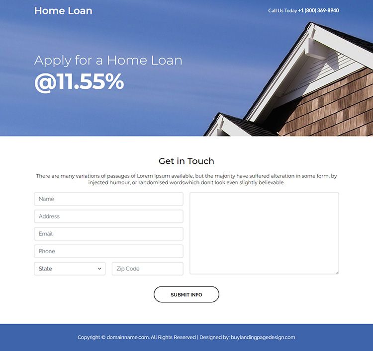 affordable housing loans responsive landing page