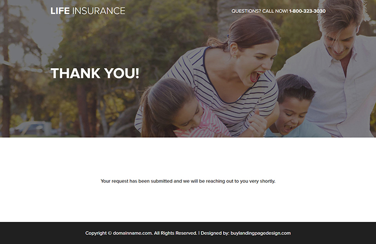 responsive life insurance quote mini landing page design