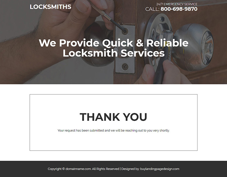reliable locksmith service responsive landing page