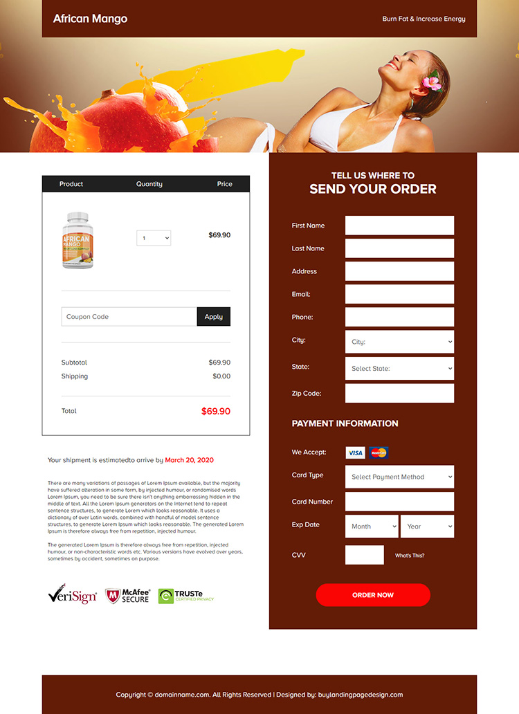 african mango pills weight loss responsive landing page design