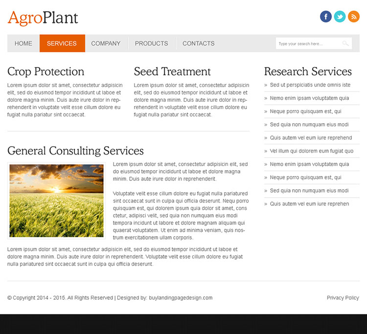 agro plant clean and minimal looking html website template design