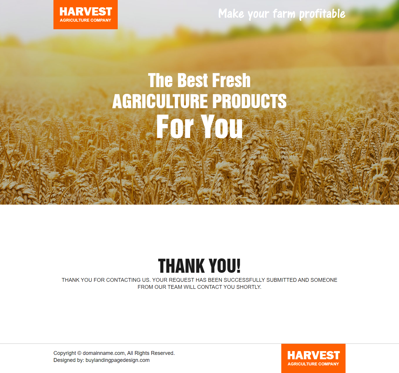 responsive agriculture landing page design