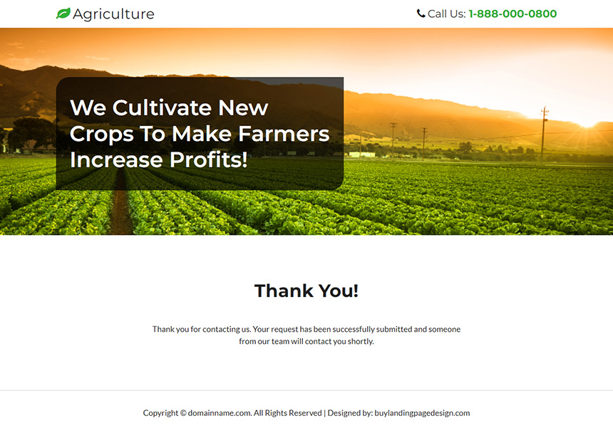 agriculture service responsive landing page design