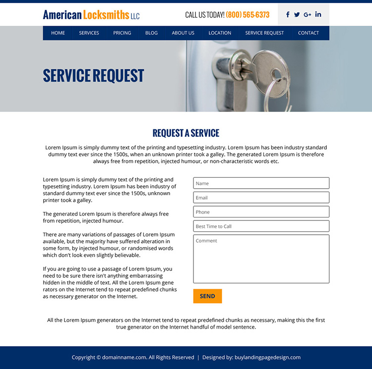 american locksmith service responsive website design