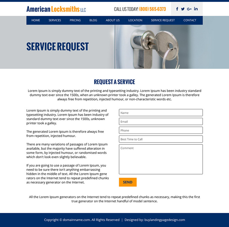 emergency locksmith services minimal website design