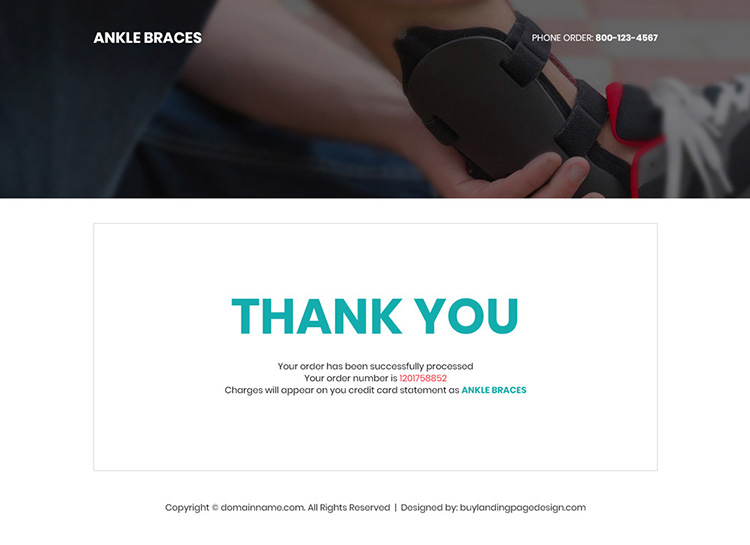 ankle brace product responsive landing page design