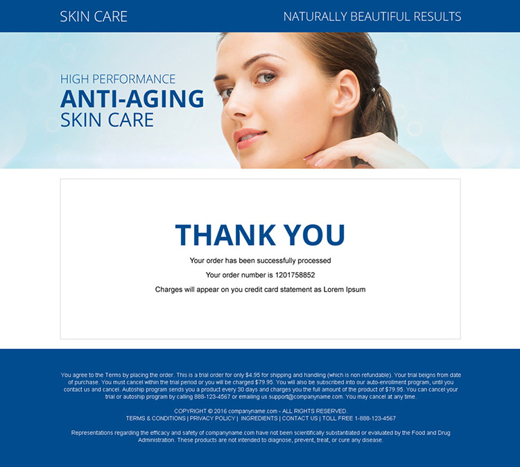 anti aging skin care bank page design