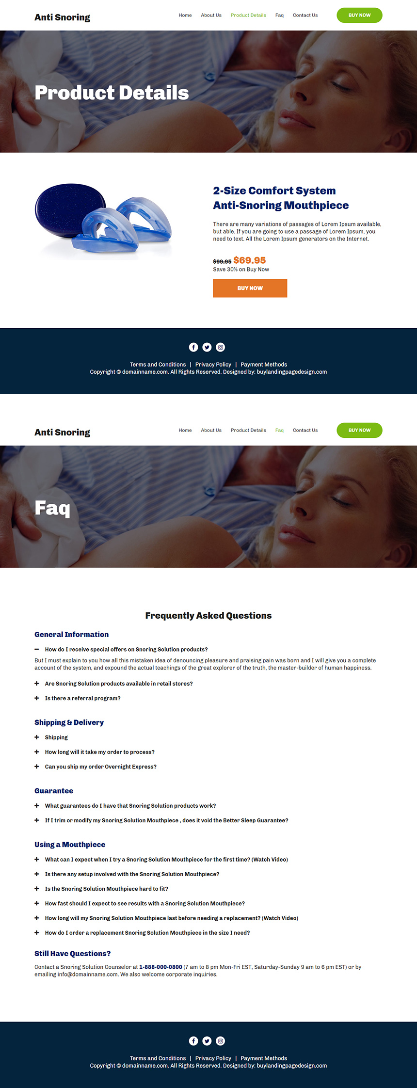 anti snoring device responsive website design