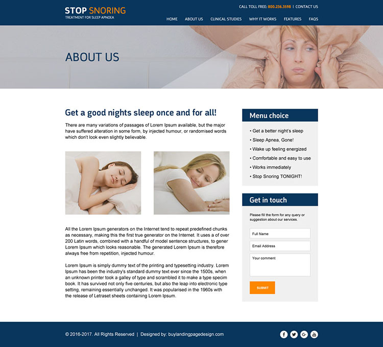 anti snoring creative html website template