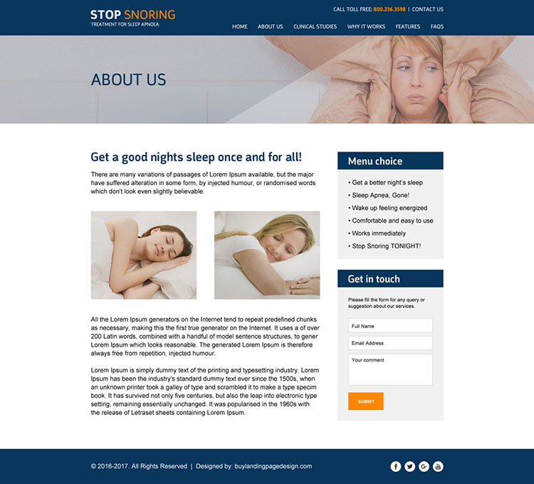anti snoring responsive website template design