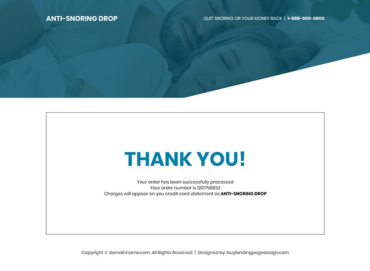 anti snoring drop responsive landing page design