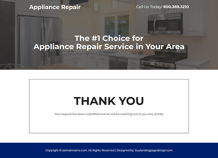 appliance repair service responsive landing page