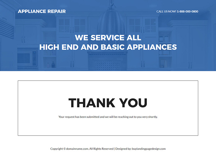 appliance repair service lead capture responsive landing page design
