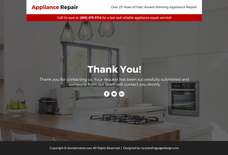 appliance repair service responsive sales funnel page design