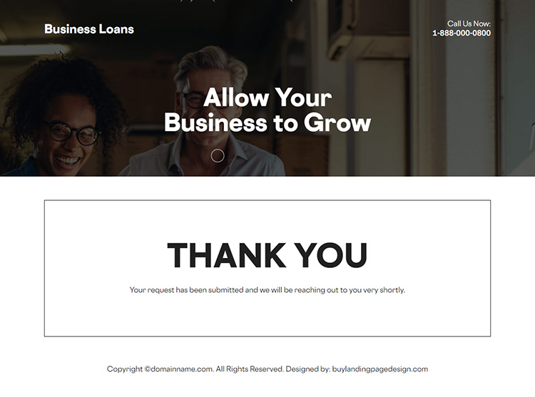 business funding responsive landing page design