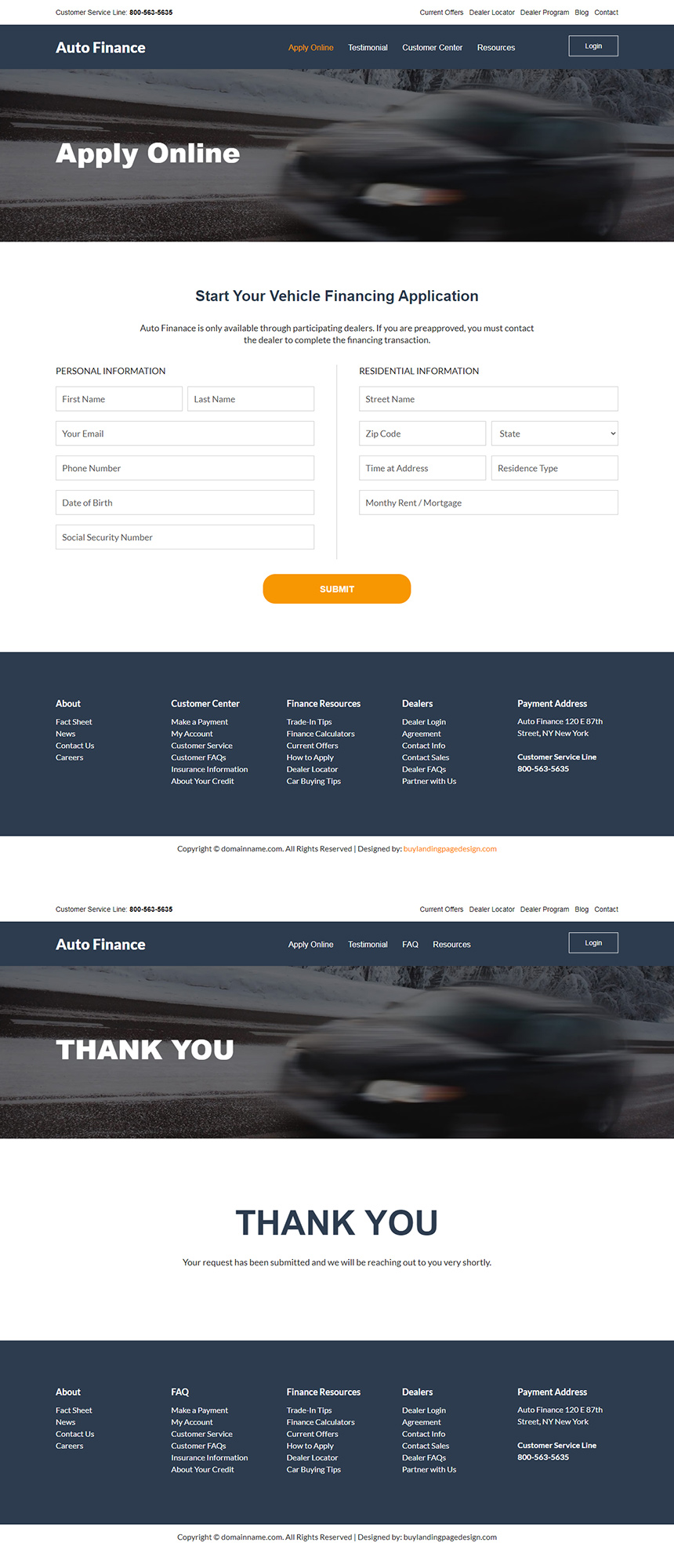 auto finance services responsive website design