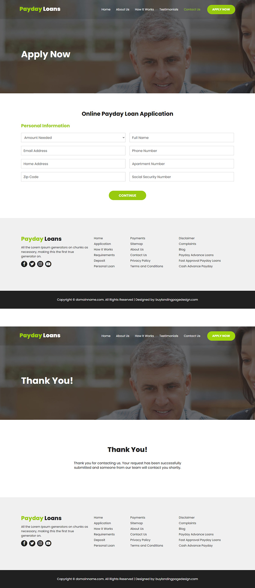 online payday loan responsive website design