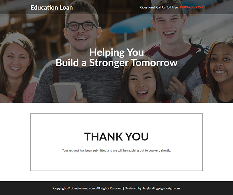 student loan online application responsive landing page design