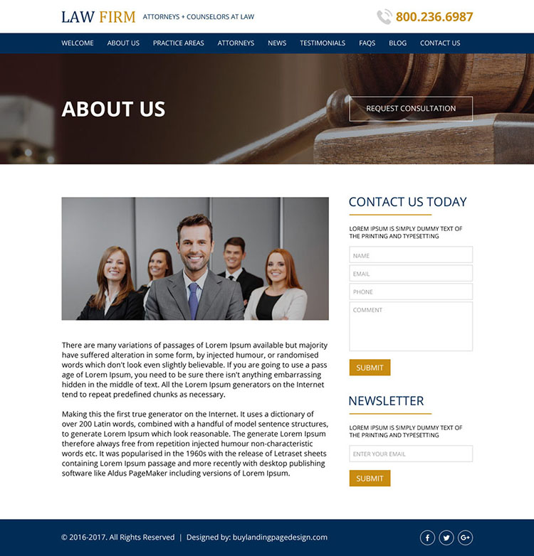 attorney and law html website design template