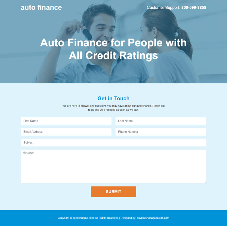 special auto financing service responsive landing page