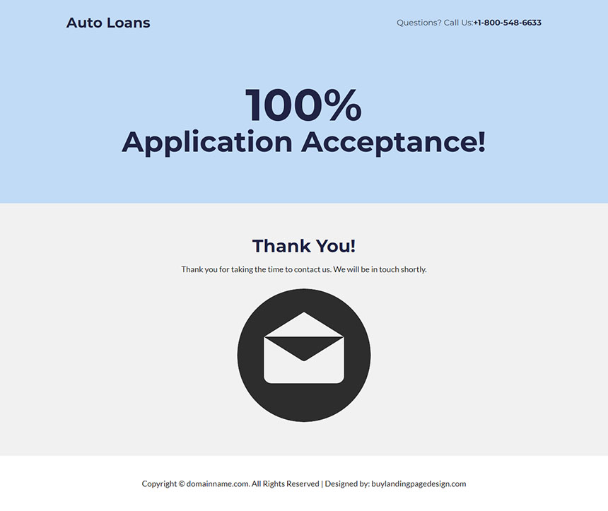 auto loans lead capture landing page design