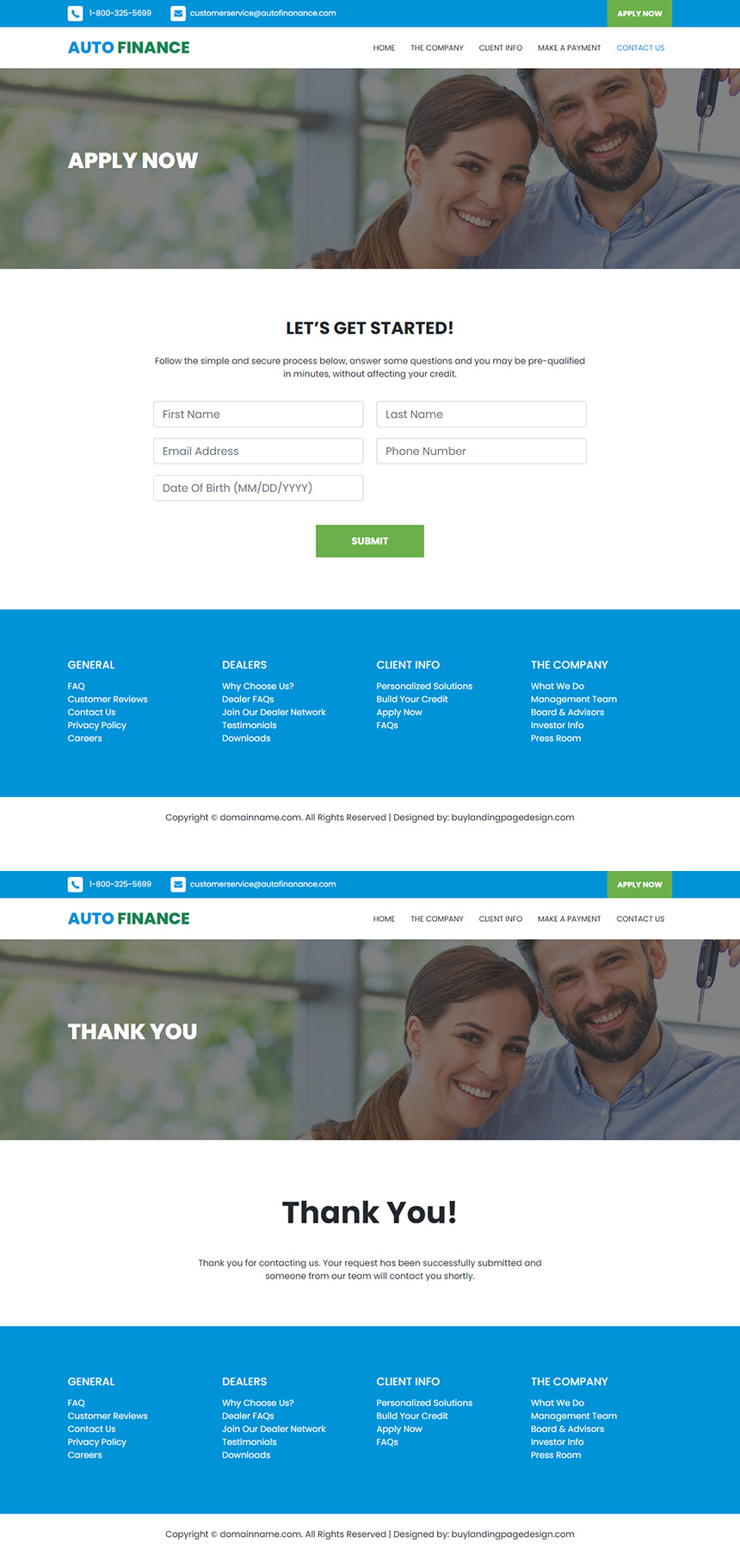auto financing services responsive website design