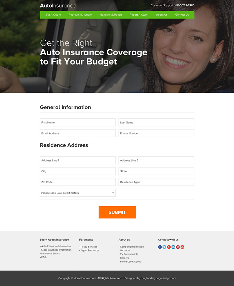 responsive auto insurance professional website design