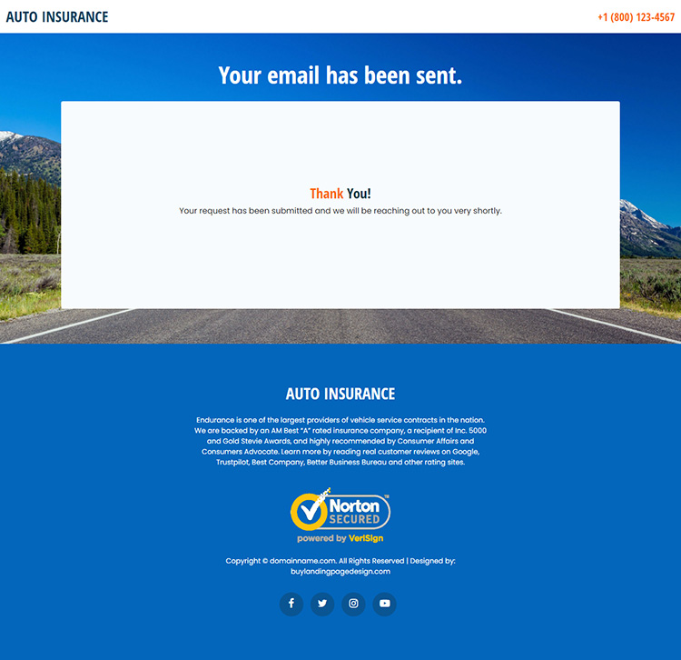 auto insurance lead capture responsive landing page