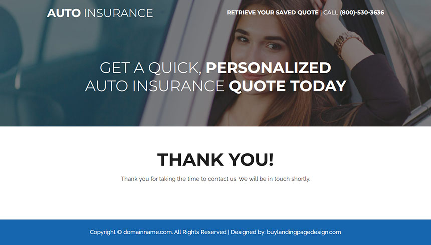 personalized auto insurance quotes responsive landing page