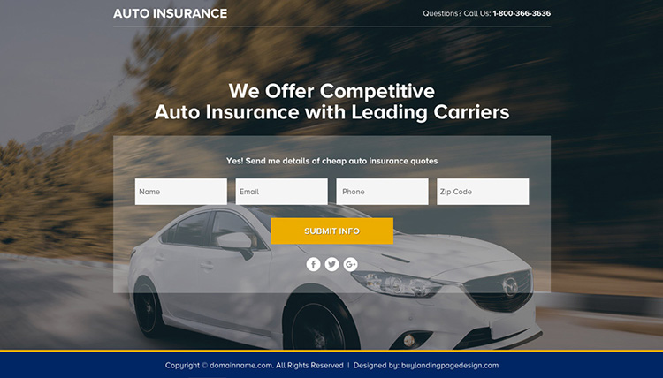 auto insurance lead funnel responsive landing page design