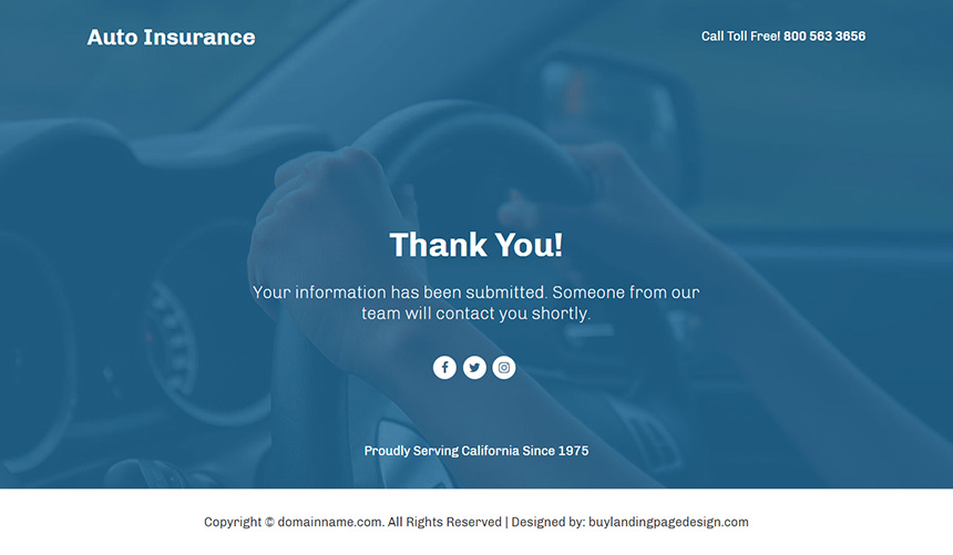 auto insurance service lead funnel landing page