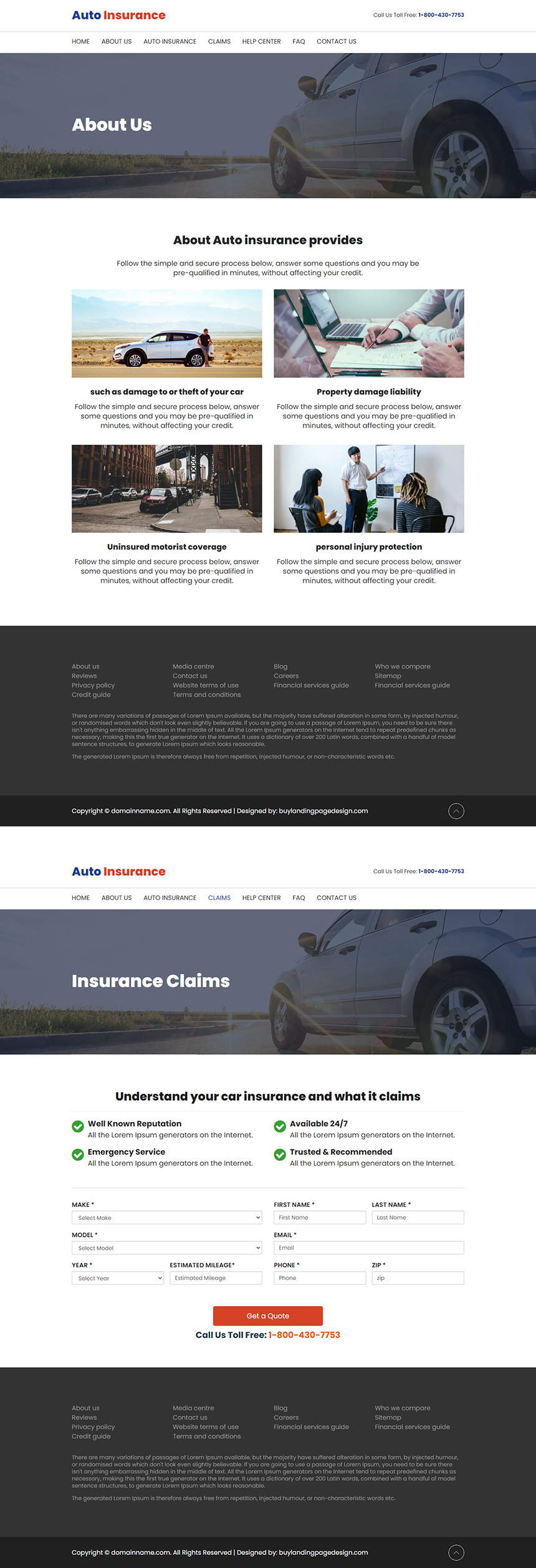 auto insurance quotes responsive website design