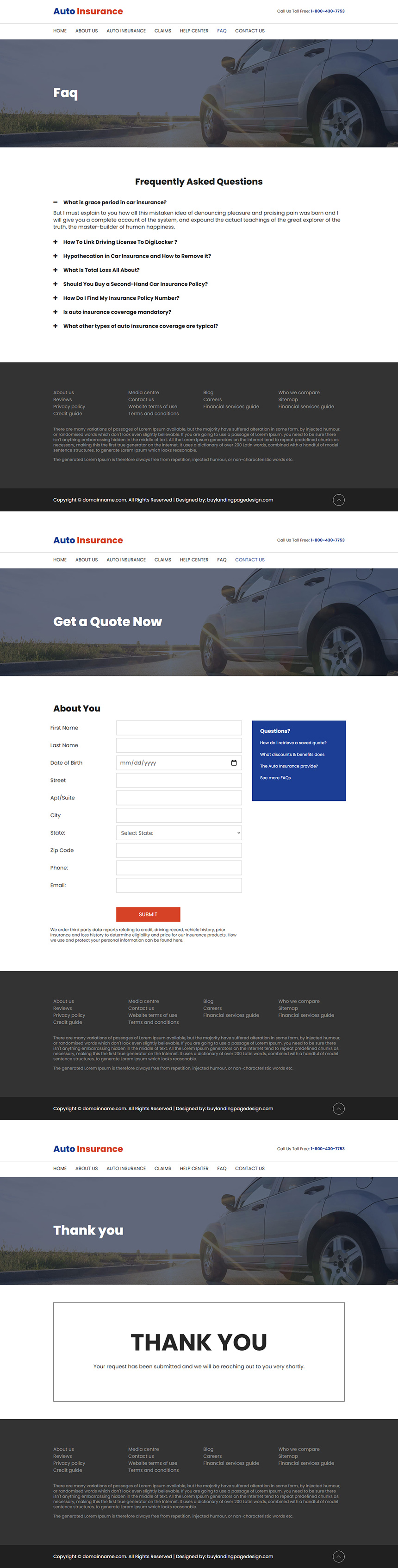 auto insurance quotes responsive website design