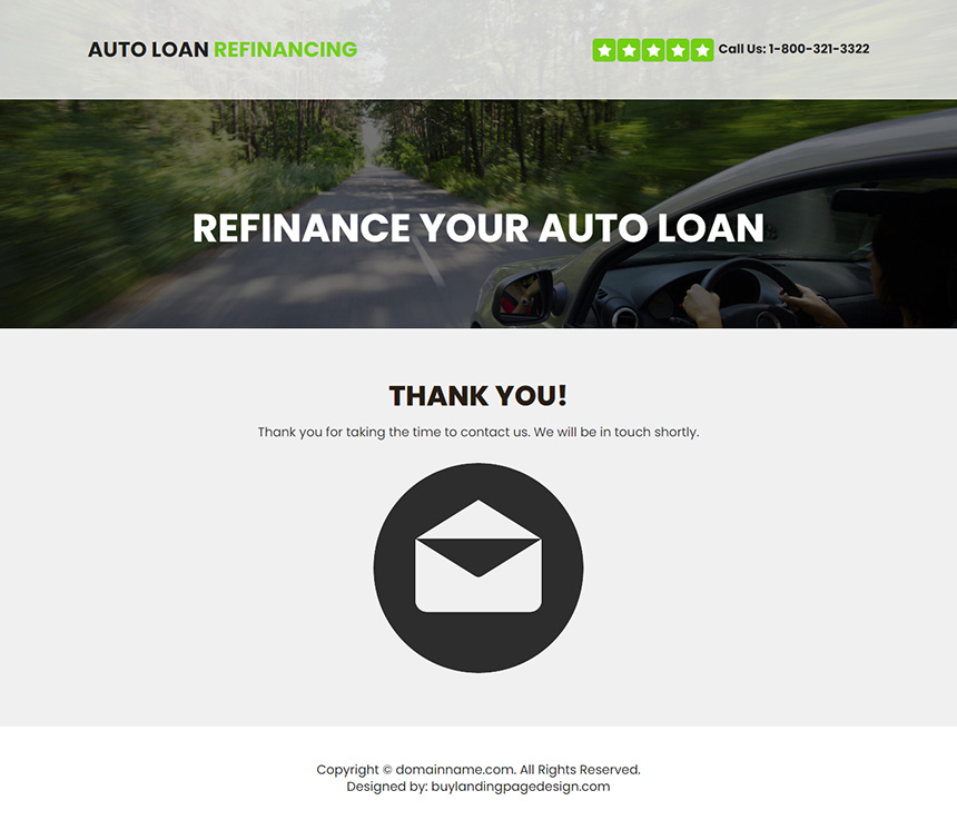 auto loan refinancing landing page design