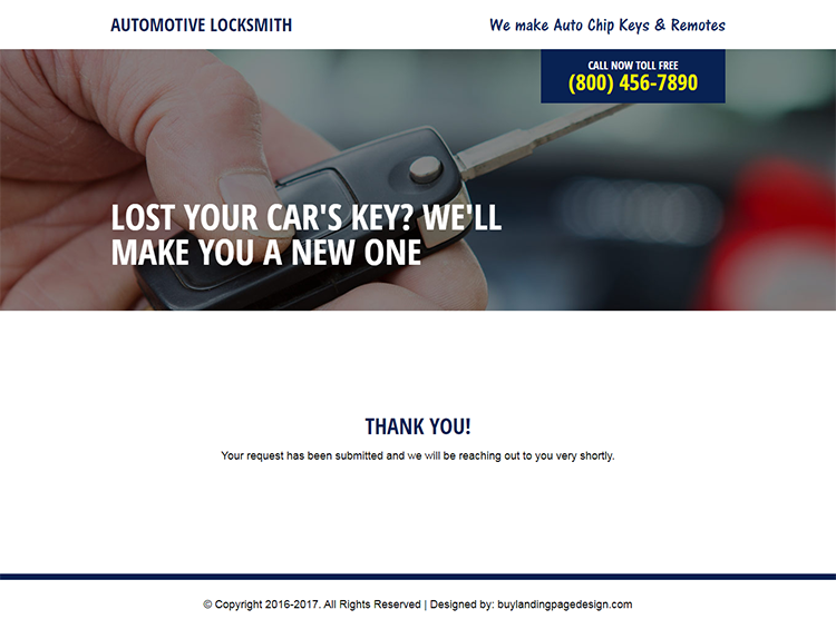 automotive locksmith service responsive landing page design