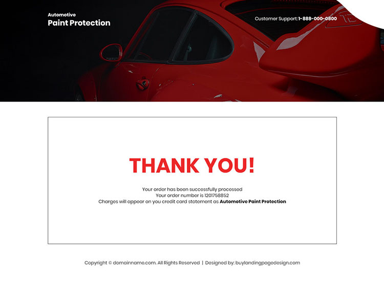 automotive paint protection product selling landing page