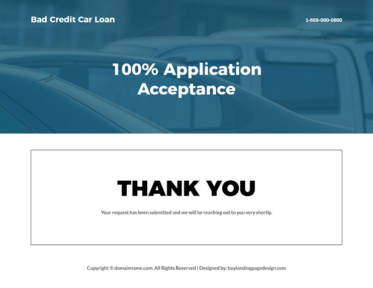 bad credit car loan service responsive landing page
