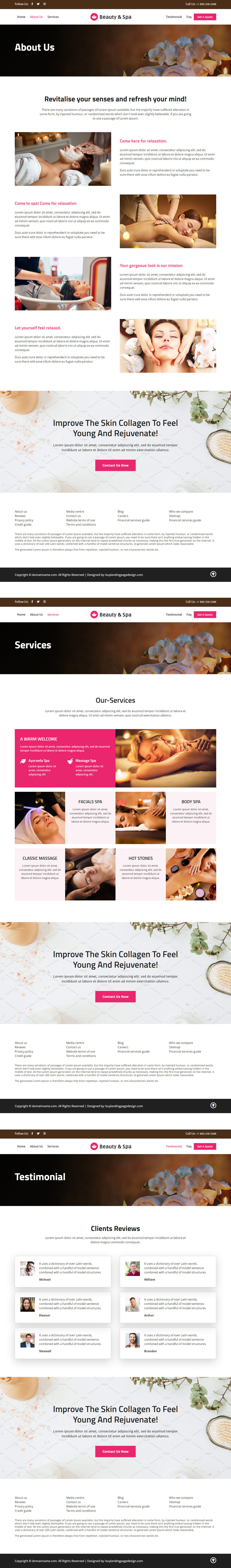 beauty and spa services responsive website design